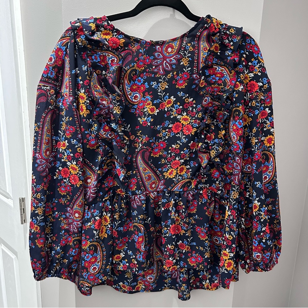 H&M Multi Color Paisley Print Blouse-10